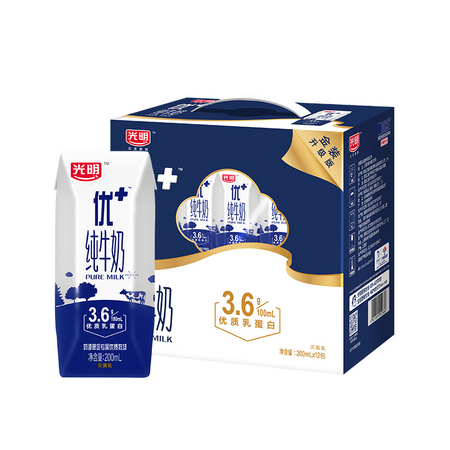 88VIP：Bright 光明 光明 优加纯牛奶 200ml*12盒