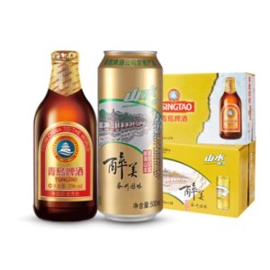 青岛啤酒 高端小棕金24瓶+山水 12听 119.9元包邮