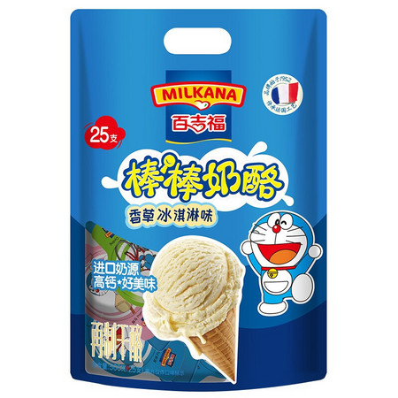 PLUS会员：MILKANA 百吉福 奶酪棒 香草冰激凌味 500g