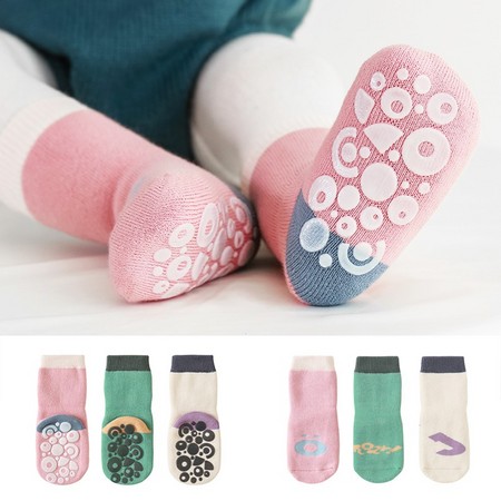 CHANSSON 馨颂 宝宝防滑中筒袜 3双装