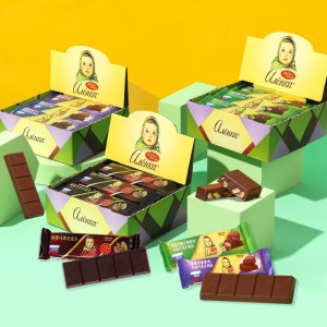 俄罗斯进口 爱莲巧 大头娃娃 牛奶榛子巧克力 45g*12块