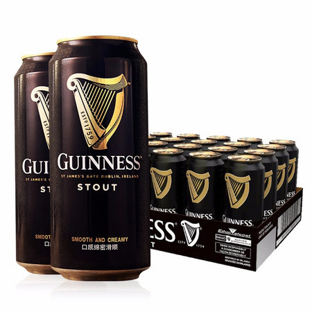 GUINNESS 健力士 司陶特爱尔兰进口黑啤 440ml*12听