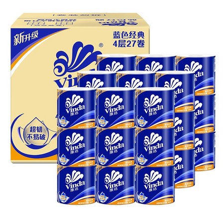 88VIP：Vinda 维达 蓝色经典 卷纸 4层140g27卷