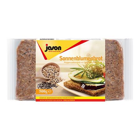 临期品：jason 捷森 葵花籽黑麦面包 500g