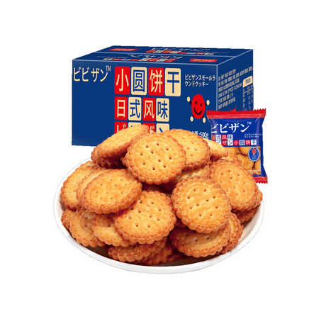 88VIP：比比赞 日式小圆饼干 海盐味 500g+ 笨笨狗 夹心米果 海苔味 24支