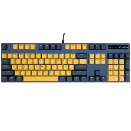 RAPOO 雷柏 V500PRO黄蓝版 机械键盘 PBT键帽 黑轴 104键