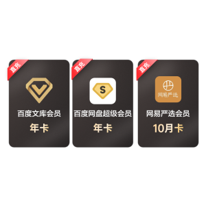 百度网盘超级会员年卡+百度文库vip年卡+网易严选10月卡