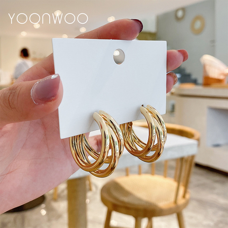 YOONWOO F-5-12 女士银针三圈耳环