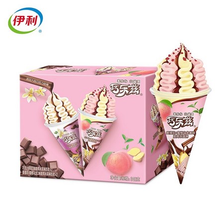yili 伊利 巧乐兹 姜撞奶蜜桃乌龙+巧克力香草口味脆筒冰淇淋雪糕 85g*4支/盒