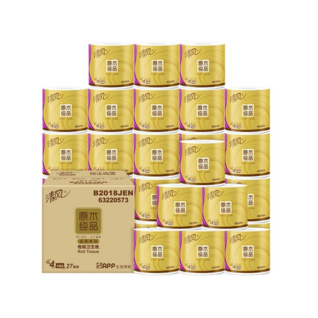 88VIP：Breeze 清风 原木卷纸 4层180g27卷