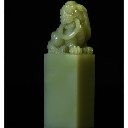 西泠印社 四大国石 青田石 竹叶青古狮钮方章 2.7*2.7*9 篆刻 定制石章 印石章料