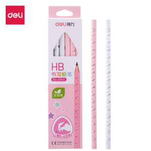 deli 得力 58141 HB直尺书写铅笔 公主粉 12支