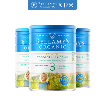 1日1点、88VIP：BELLAMY'S 贝拉米 婴幼儿有机牛奶粉 3段 900g*3罐