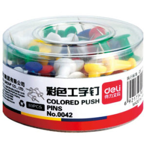 deli 得力 0042 彩色工字钉 80枚/筒