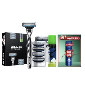 22点开始：Gillette 吉列 1刀架 7刀头 50g须泡 赠须泡210g）
