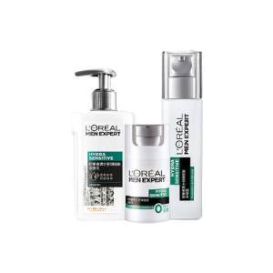 PLUS会员：L'OREAL PARIS 巴黎欧莱雅 男士舒润护肤套装（滋润乳50ml+洁面乳150ml+ 水疑露110ml+赠露22ml*2+乳8ml*5+加