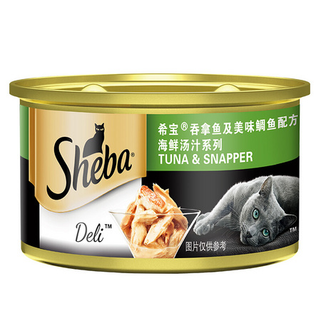 PLUS会员：Sheba 希宝 汤汁系列 吞拿鱼及鲷鱼味 猫罐头 85g/罐