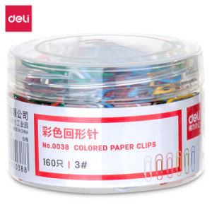 凑单品、PLUS会员：deli 得力 0038 彩色回形针 29mm 160枚