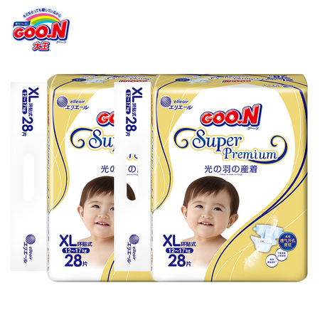 88VIP：GOO.N 大王 光羽系列 环贴式纸尿裤 XL28*2包