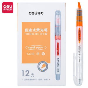 deli 得力 S618 橙色直液荧光笔 12支/盒