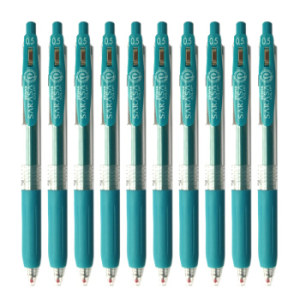 PLUS会员：ZEBRA 斑马 JJ15 按动中性笔 0.5mm 蓝绿色 10支装