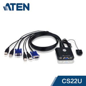 ATEN CS22U 多电脑KVM切换器2口usb键鼠共享器 2进1出VGA切换器