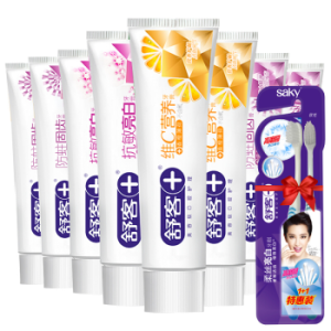 Saky 舒客 专业量贩家庭装（6支牙膏+2支牙刷）