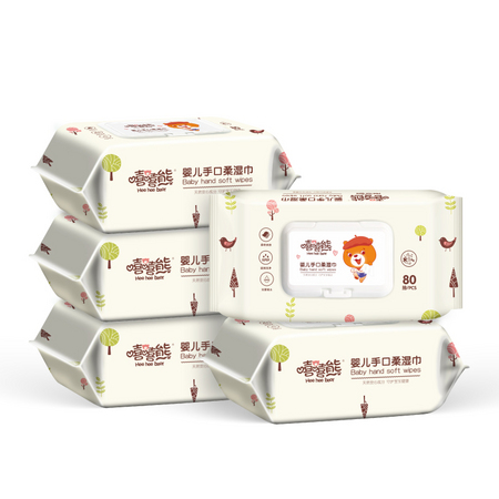 Hee hee Bear 嘻嘻熊 儿童专用湿巾 80抽*5包